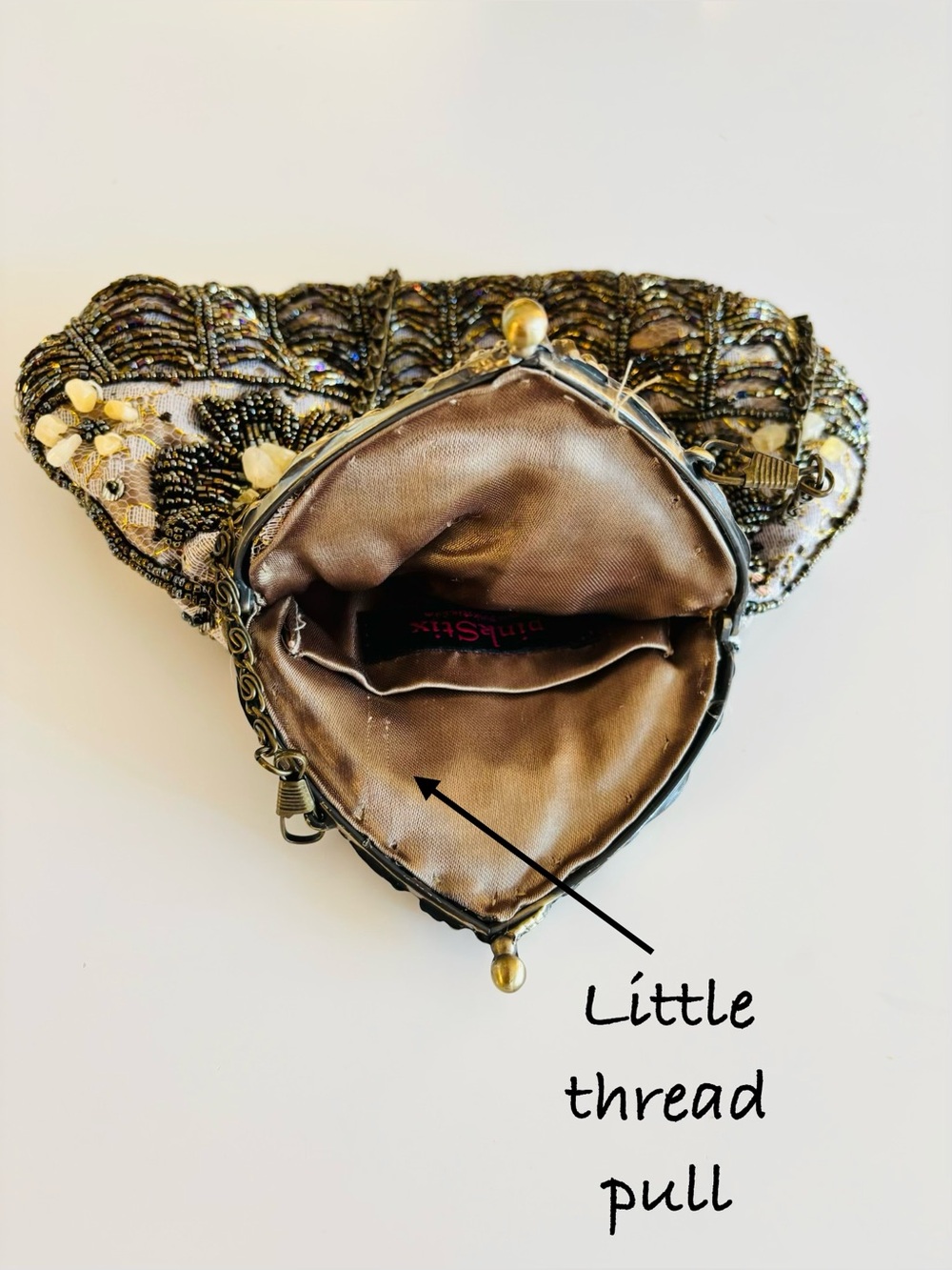 Vintage Beaded Floral Clutch in Gold and Cream - Picture 13 of 14